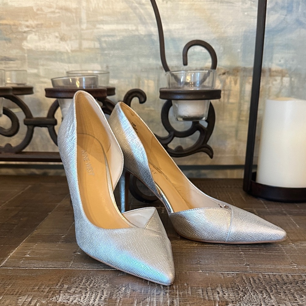 Nine West Shimmering Silver Heels